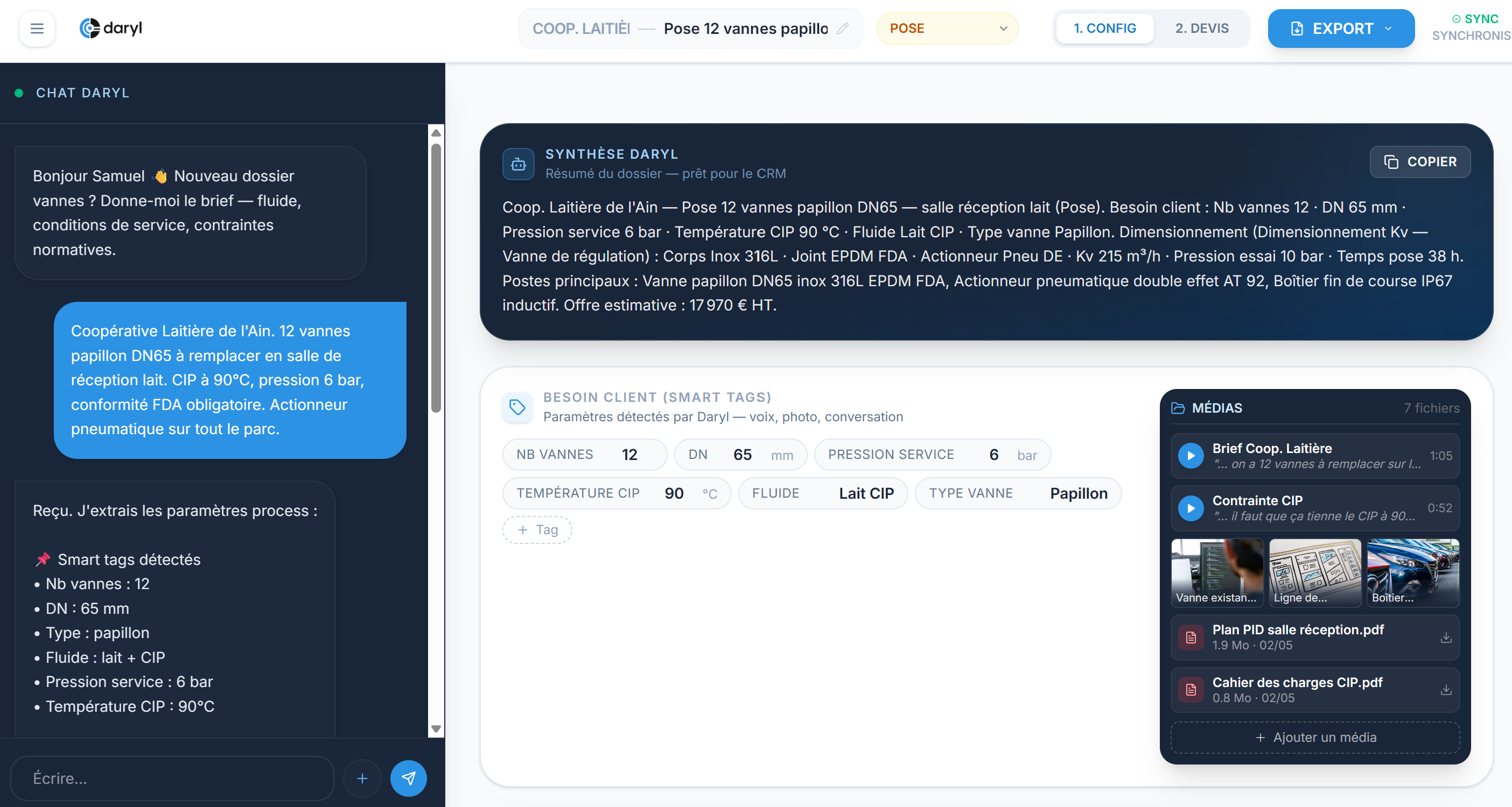 Configurateur intelligent DARYL : chat expert, Smart Tags et panneau médias multimodal